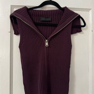 Zara Plum Ribbed Knit Vest